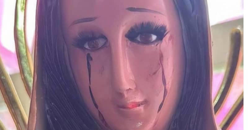 church officials investigating virgin mary statue crying tears of blood