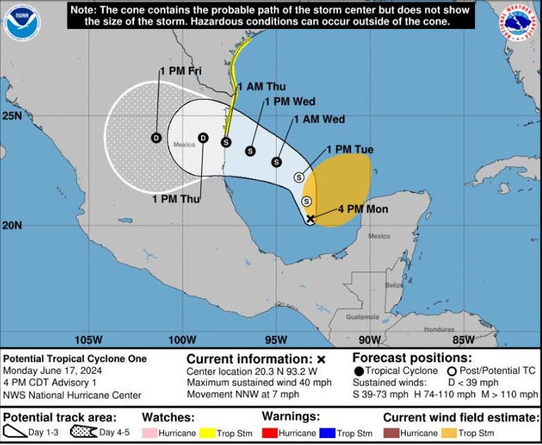 Potential Tropical Cyclone One identified by National Hurricane Center.