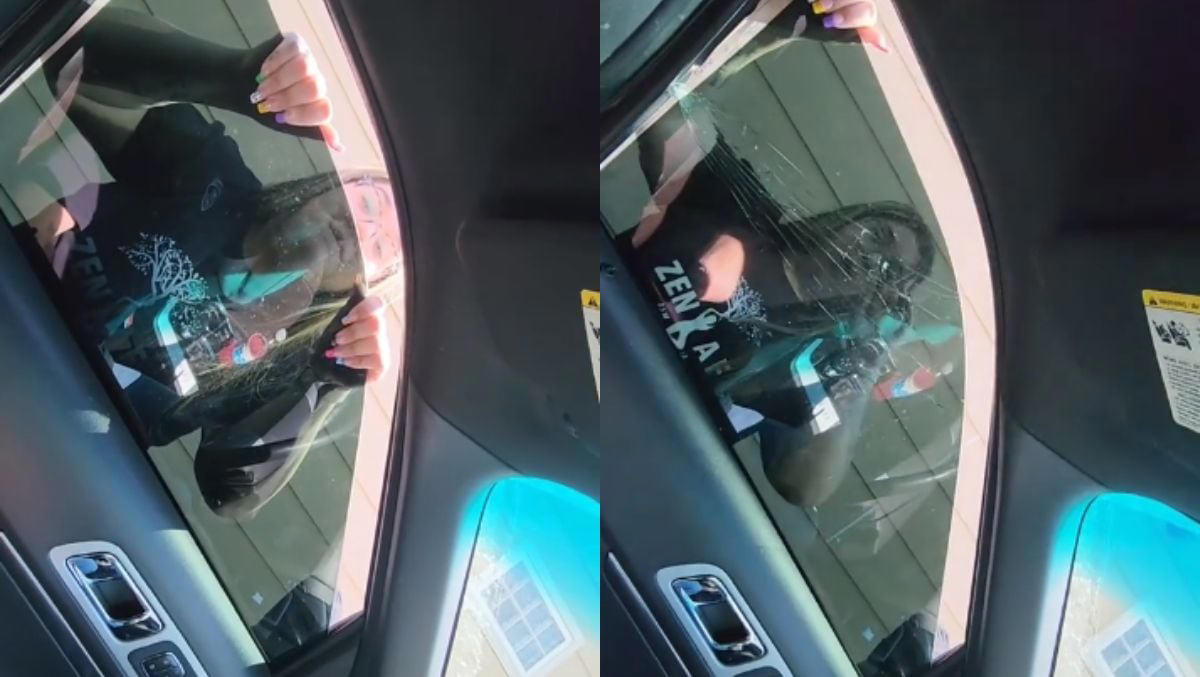 viral | una mujer molesta le rompe la ventana del coche a un hombre
