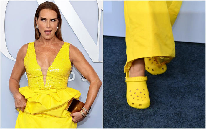 brooke shields wears crocs to the red carpet – but can they ever be truly fashionable?