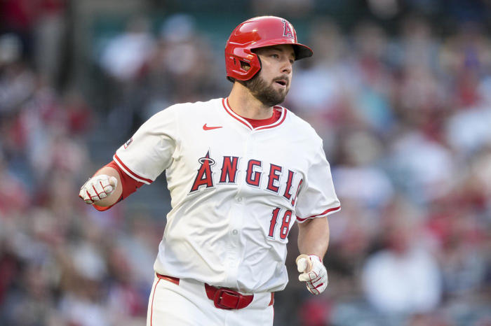 plesac throws 6 solid innings in his angels debut, and neto homers in la's 5-3 win over brewers