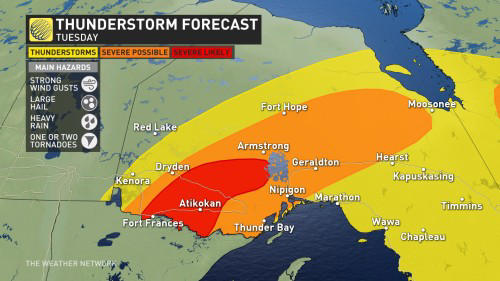 rounds of storms prompt flood, hail and tornado threats in northwestern ontario
