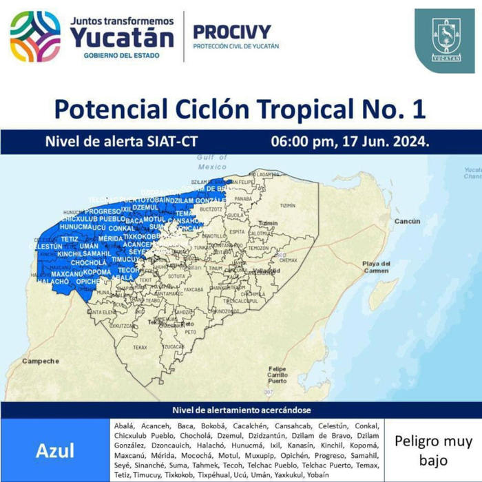 más de 40 municipios de yucatán bajo alerta por probable tormenta tropical