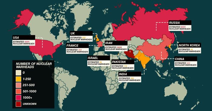 map shows where all the world's nuclear weapons are