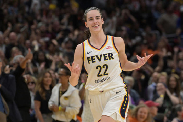 caitlin clark goes viral for breaking mercury star's ankles then airballing during fever vs. mercury game