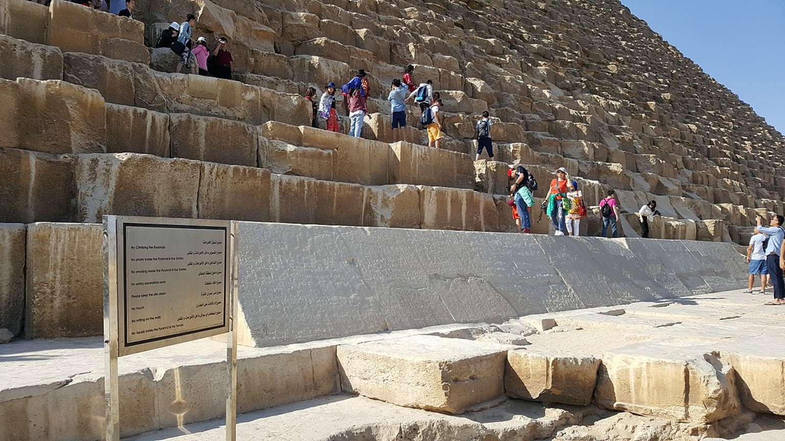 <p>The lack of boundaries when viewing the attraction has caused some <strong>serious damage</strong><strong> to the pyramids. </strong>Decades of tourism—the vandalism and footsteps—have caused one of the Seven Wonders of the Ancient World to deteriorate.</p>  <p>They key to enjoying the Pyramids of Giza might be to<strong> book your trip during the off season.</strong></p>