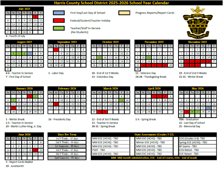 Academic calendar for Harris County School District released