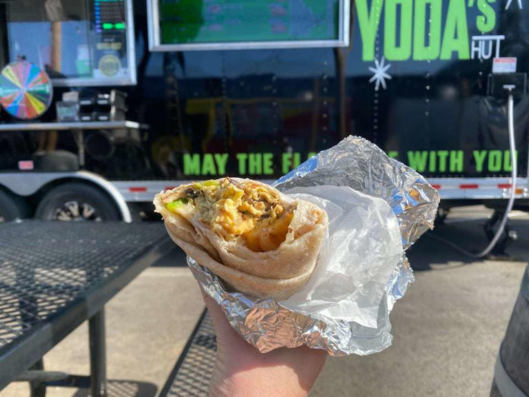 The Leia breakfast burrito from Yoda's Hut in Coos Bay, where the motto is "May the flavor be with you."
