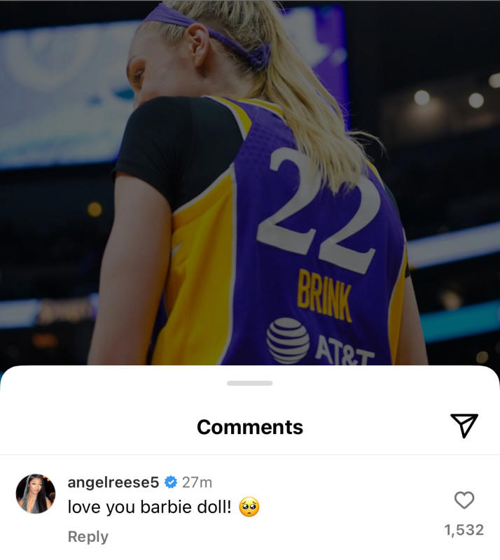 Chicago Sky rookie Angel Reese comments on Los Angeles Sparks rookie Cameron Brink's Instagram post @angelreese5 / Instagram