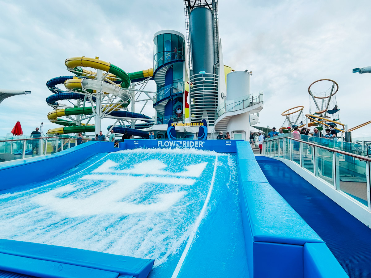 <p>The <a href="https://cruisingkids.co.uk/would-you-surf-the-flow-rider-on-royal-caribbean-check-out-our-top-tips/">FlowRider</a> is a real family favourite of ours and can be found on many Royal Caribbean ships. Some even have 2 Flowriders. It takes a bit of practice, but there are plenty of supervised freestyle sessions to attend every day. If you want to perfect your technique you can also book training sessions for a fee. </p>