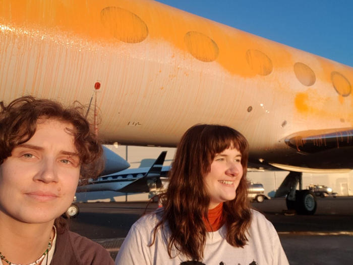 microsoft, climate activists covered private jets in orange paint in a taylor swift-inspired stunt, but didn't get her plane