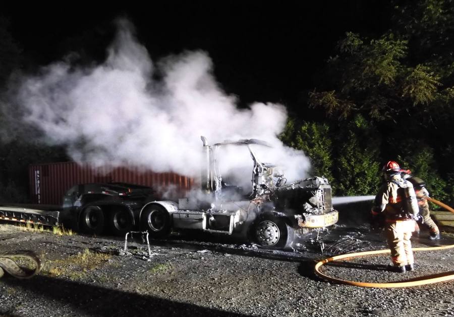 Tractor-trailer Catches Fire In Oxford