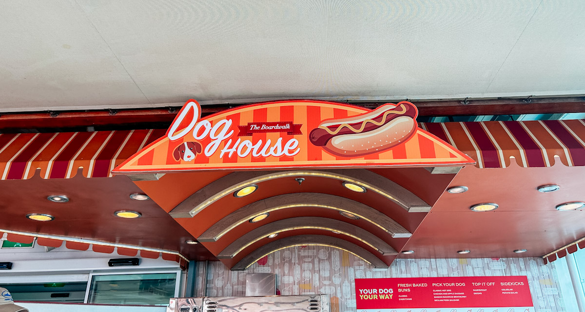 <p>I wasn’t too bothered about the Dog House, but I have to say the hot dogs were amazing. This is located right near the pool so great for lunchtime snacks. There are a few flavours to choose from, and it was always busy. </p>