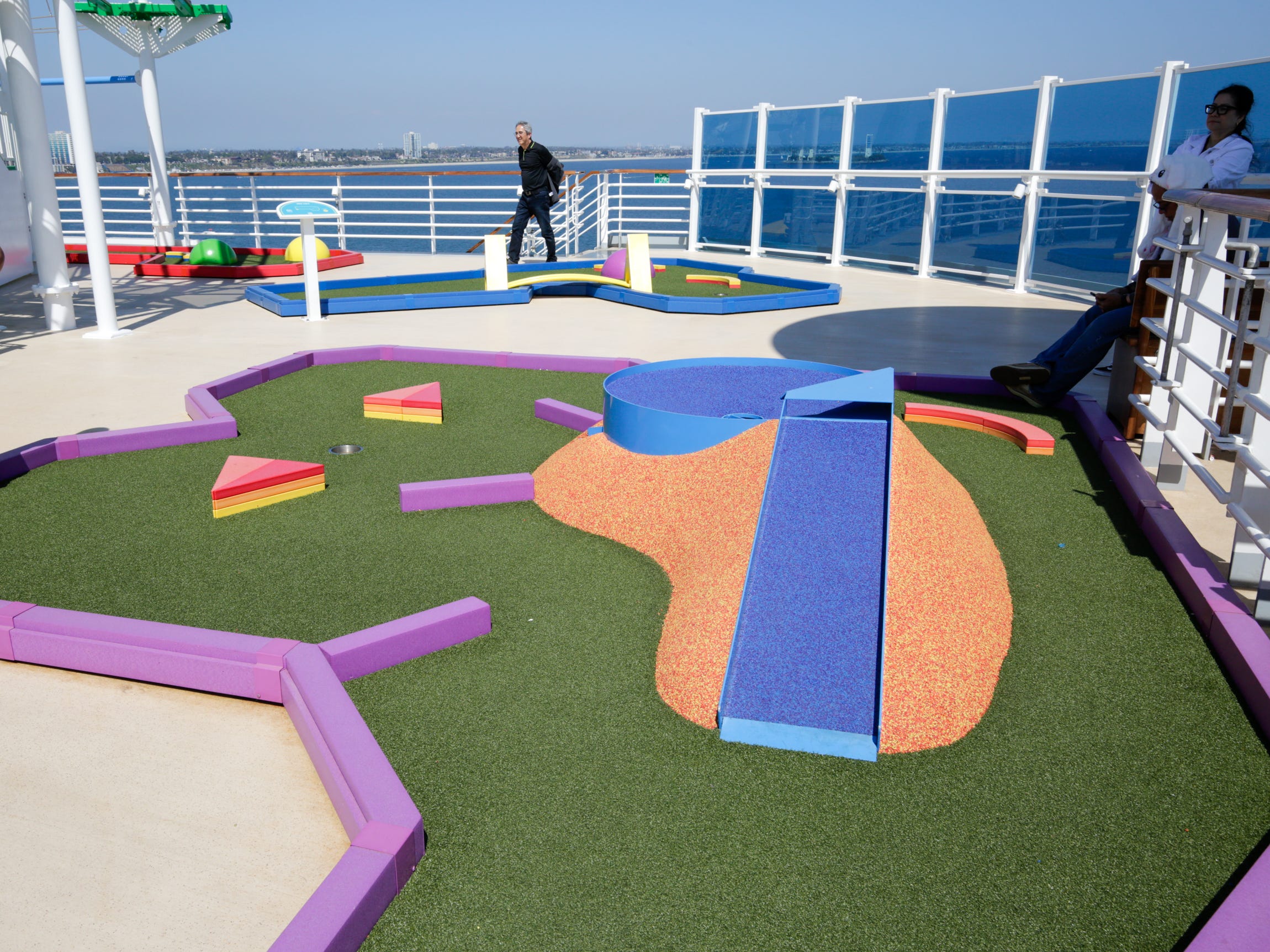 <p>The mini-golf course wasn't nearly as flashy as Norwegian's. But mini-golf is mini-golf, no matter the number of bright lights and animated courses.</p><p>The same was true for Firenze's ropes course. While it didn't have the same thrilling floor drop as Icon of the Seas', the multi-part walkway was longer, more diverse, and, more importantly, free.</p><p>I much preferred it to the one on Icon.</p>