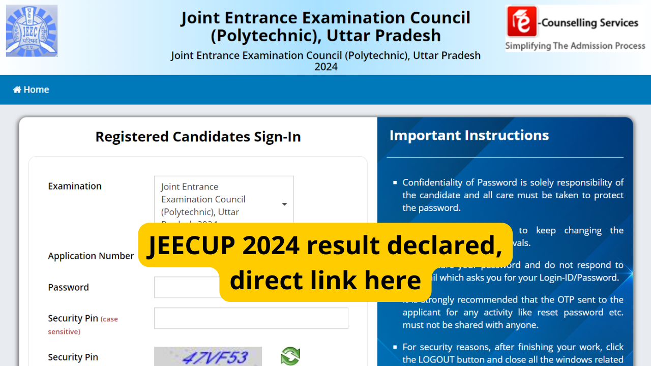 JEECUP 2024 Result Declared At Jeecup.admissions.nic.in: Direct Link ...