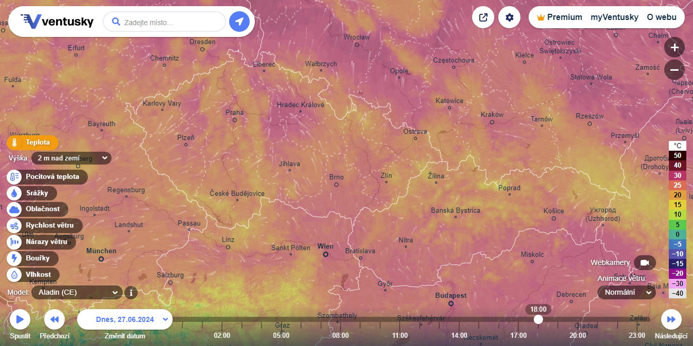 meteomapa ventusky ukazuje počasí i pomocí českého modelu aladin. teď se ukáže, jak je dobrý