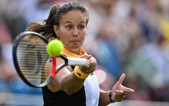 emma raducanu blown away by blustery wind and daria kasatkina at eastbourne