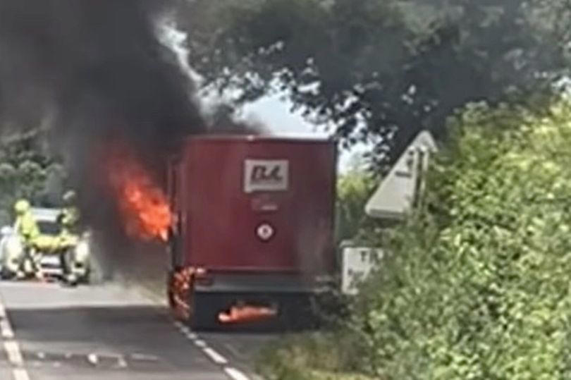 glastonbury hit by more travel chaos as lorry bursts into flames blocking road to festival