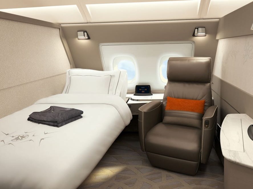 <p>The bed folds out of the partition between cabins and can be set up by the crew members.</p>