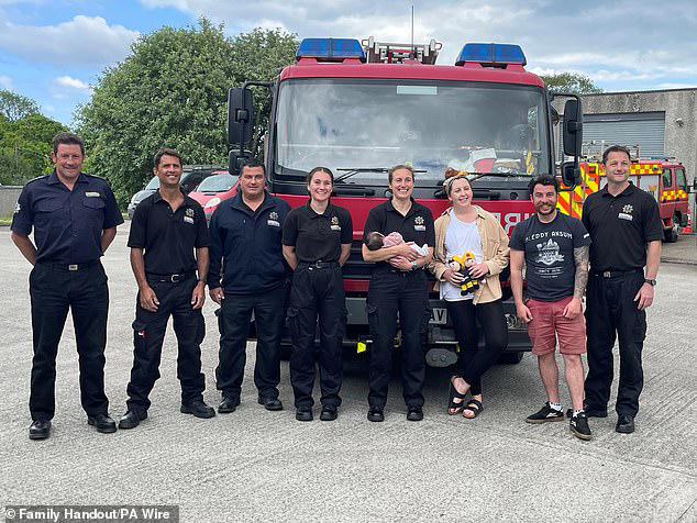 relieved couple thank firefighters for delivering their baby daughter