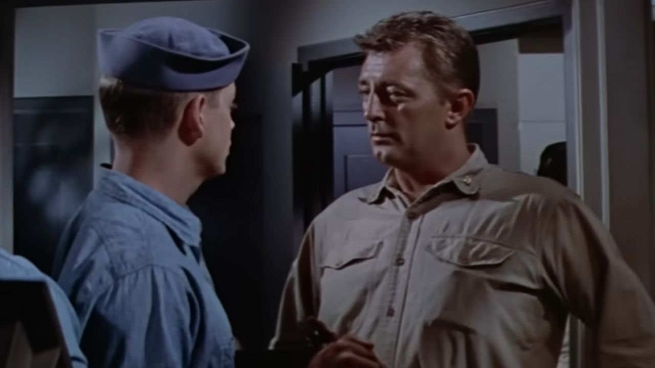 <p>                     <em>The Enemy Below</em> is a rare example of showing both sides of a conflict. On one side is Robert Mitchum, playing a U.S. Destroyer captain, and on the other is Curt Jurgens as the captain of a German U-boat. Both are skilled at their jobs as they play a cat-and-mouse game trying to sink each other in this extremely entertaining and exciting movie.                   </p>