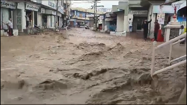 watch: flood-like visuals emerge after heavy rains hit gujarat's kachchh