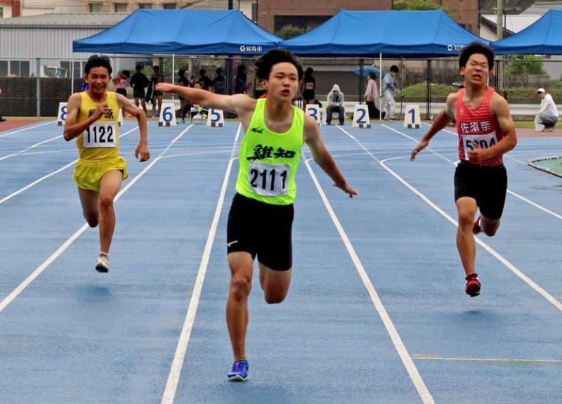 2年男子100m 竹岡（雞知）が大会新 対馬市中総体・陸上
