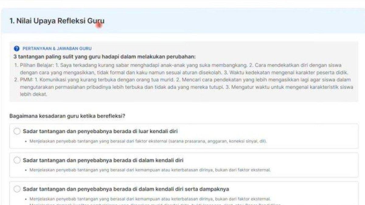 Jawaban Isi Dokumen Refleksi Tindak Lanjut Nilai Upaya Refleksi Guru ...