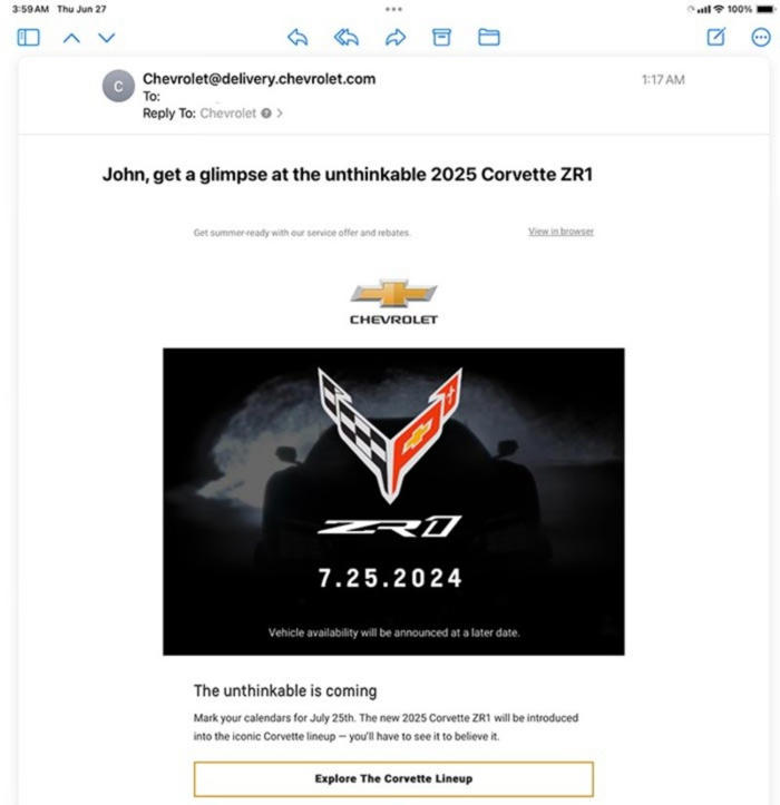 chevrolet confirma que presenta el corvette zr1 en julio