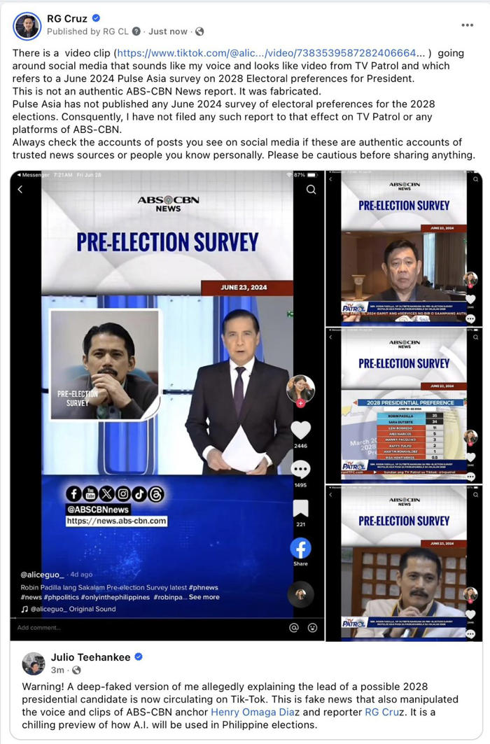 tiktok video on 2028 election survey ‘false, fabricated’ – abs-cbn news