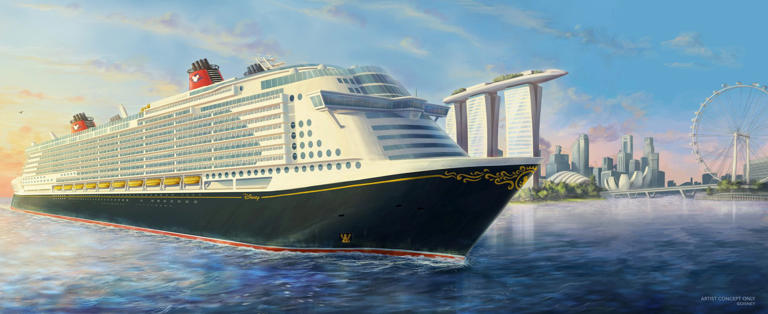 An artist's impression of the Disney ship in Singapore. Photo: TNS