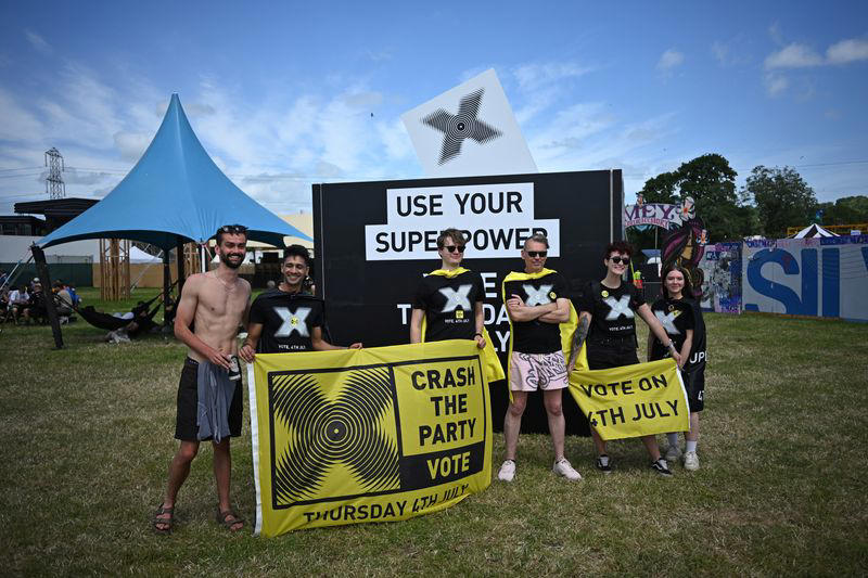 at uk's glastonbury festival: music, sunshine and a call to vote
