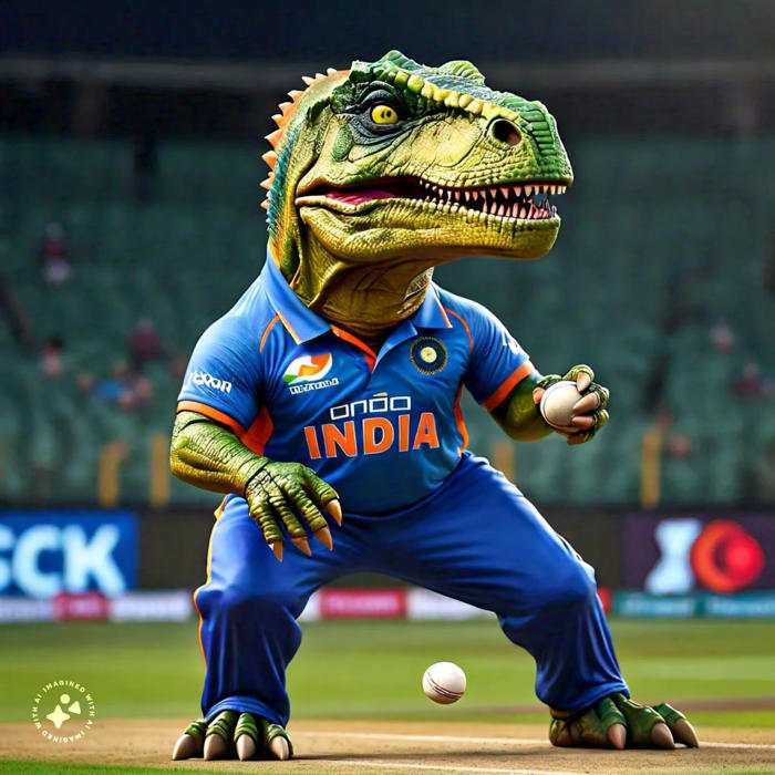 dinosaurs playing cricket: we asked whatsapp meta ai to create photos; here are the images