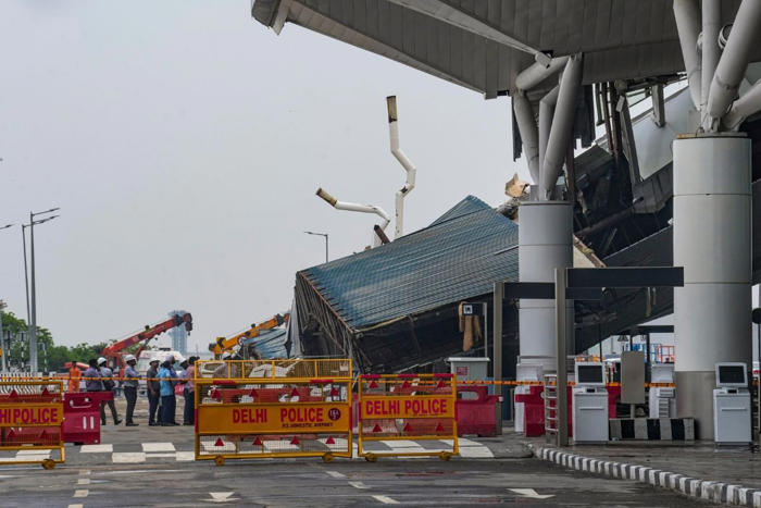 blame game over delhi airport roof collapse continue, bjp claims damaged terminal built in 2009 under upa rule