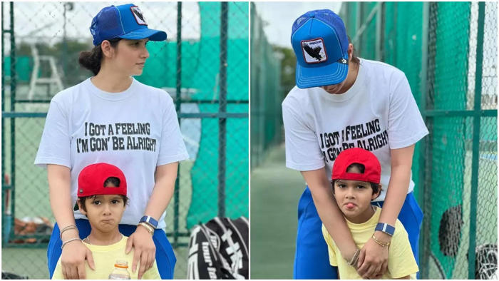 sania mirza and son izhaan strike a pose with empowering message on t-shirt