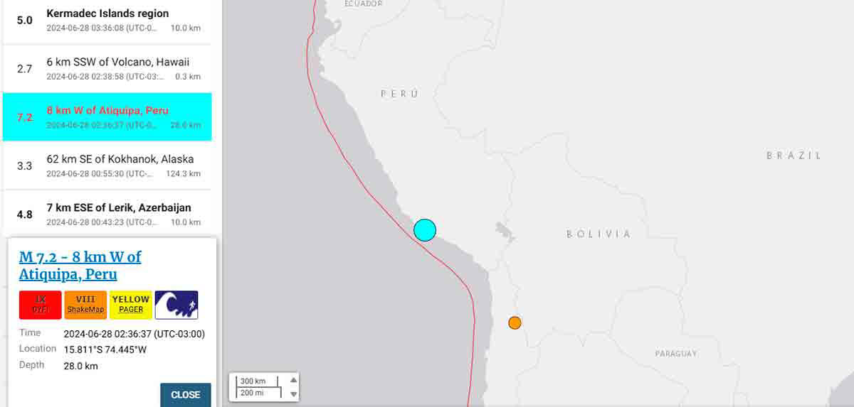 ビデオ: ペルーの地震が引き起こした津波警報の映像