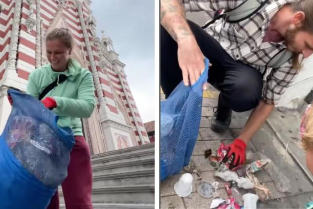 pareja de ambientalistas checos se hicieron virales tras recoger basura durante su viaje en colombia