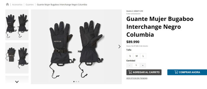 ¿conviene comprar en chile?: esto es lo que cuestan unos guantes de nieve columbia
