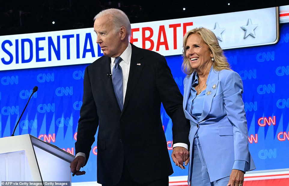 Moment Jill Biden Leads Joe Off The Stage After Dismal Debate