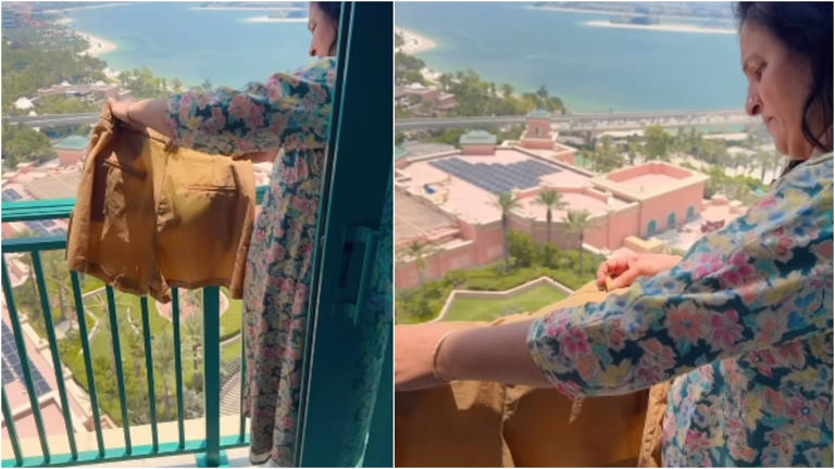 Indian woman dries clothes on balcony of 5-star resort in Dubai. Hotel responds