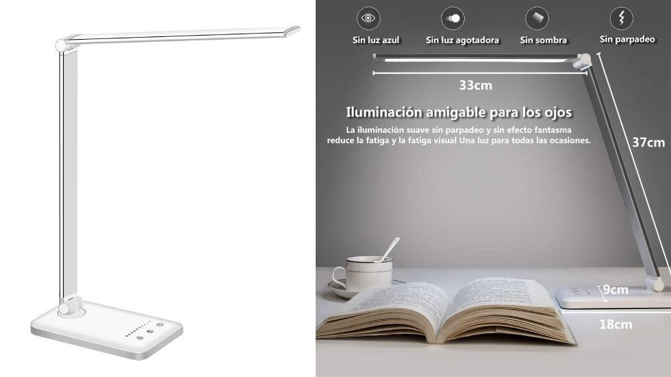 amazon, la lámpara de escritorio superventas en amazon, minimalista y con 50 ajustes de luz, marca precio mínimo histórico