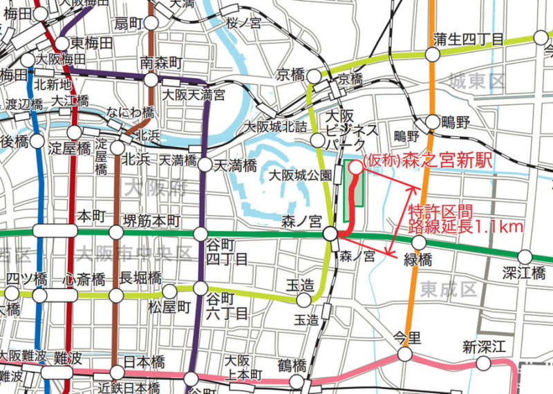 osaka metro、森ノ宮駅～森之宮新駅延伸 28年4月開業・まちづくりと連携