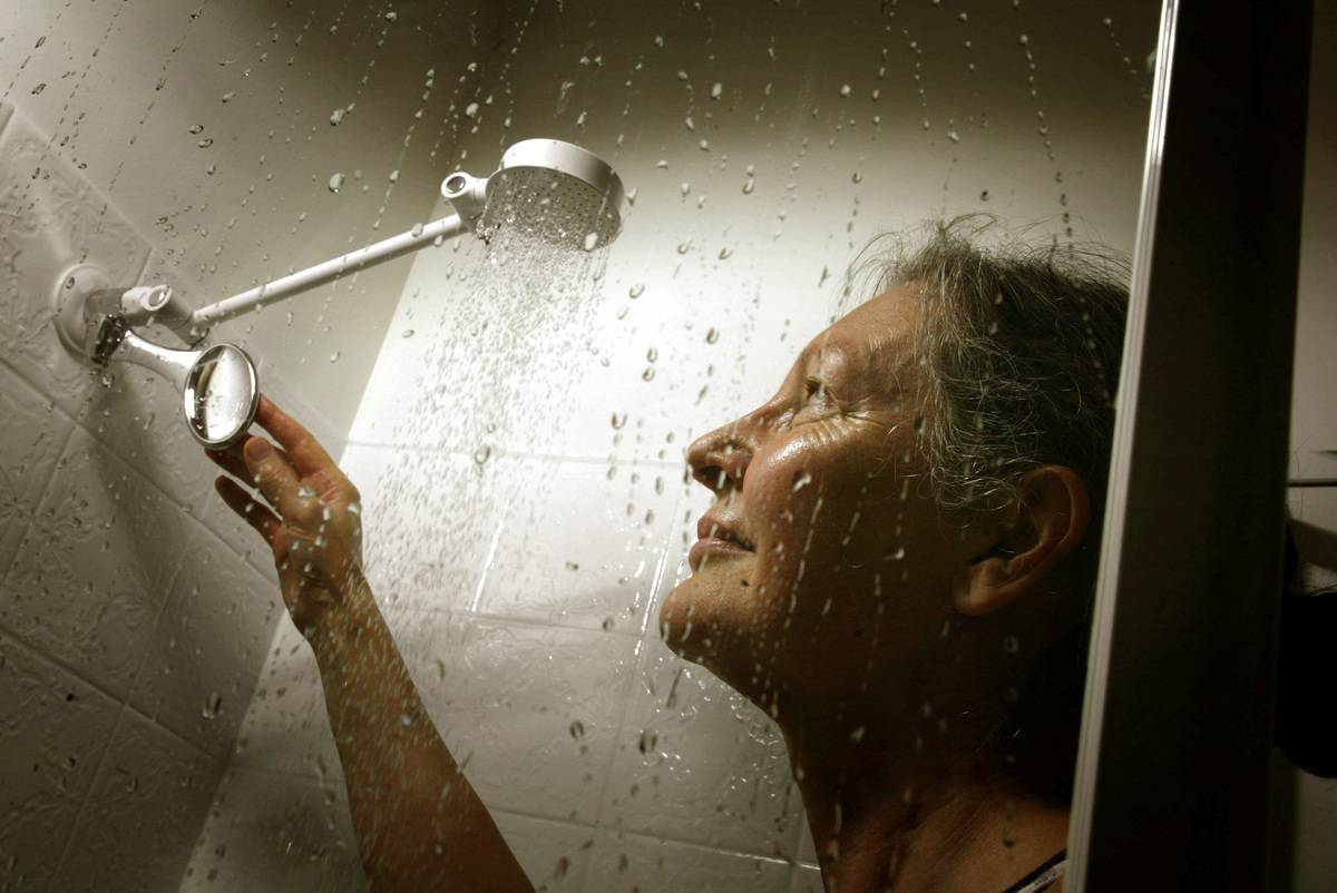 <p>The reserve of hot water in a camper only lasts for about the first five minutes of a shower. Either you get used to showering really quickly, or you get used to cold showers.</p>