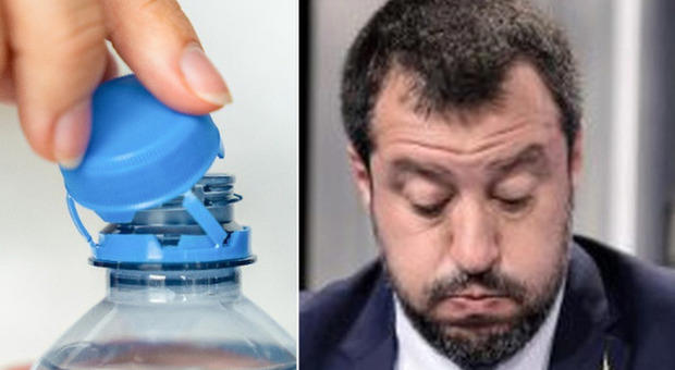Tappo attaccato alle bottiglie, da luglio sarà obbligatoria la vendita. Salvini: «Eco-norme surreali volute da Bruxelles? No, grazie»
