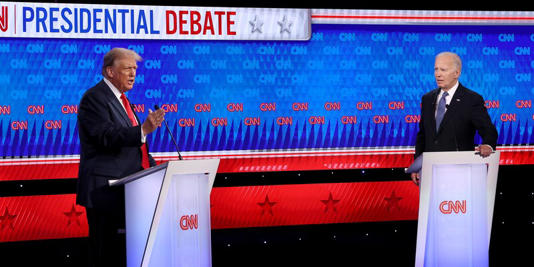 Der Auftritt von Donald Trump im TV-Duell bei CNN gegen Joe Biden beflügelte die Trump Media Aktie Getty Images