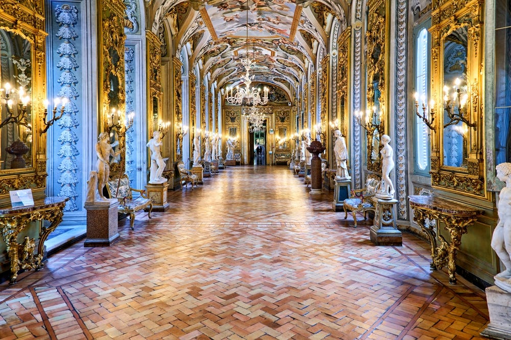 <p>This museum in Rome's historic center houses the city's largest private collection, which was assembled by the Doria, Pamphilj, Landi, and Aldobrandini families. </p><p>The palace is currently owned by the Doria Pamphilj family and is located just off Piazza Venezia, on the trendy Via del Corso. </p><p><a href="https://www.doriapamphilj.it/roma/">Galleria Doria Pamphilj</a> is known for its ornate, frescoed walls and antique furnishings, as well as a large collection of oil paintings and sculptures from masters such as Velàzquez, Caravaggio, and Bernini.</p>