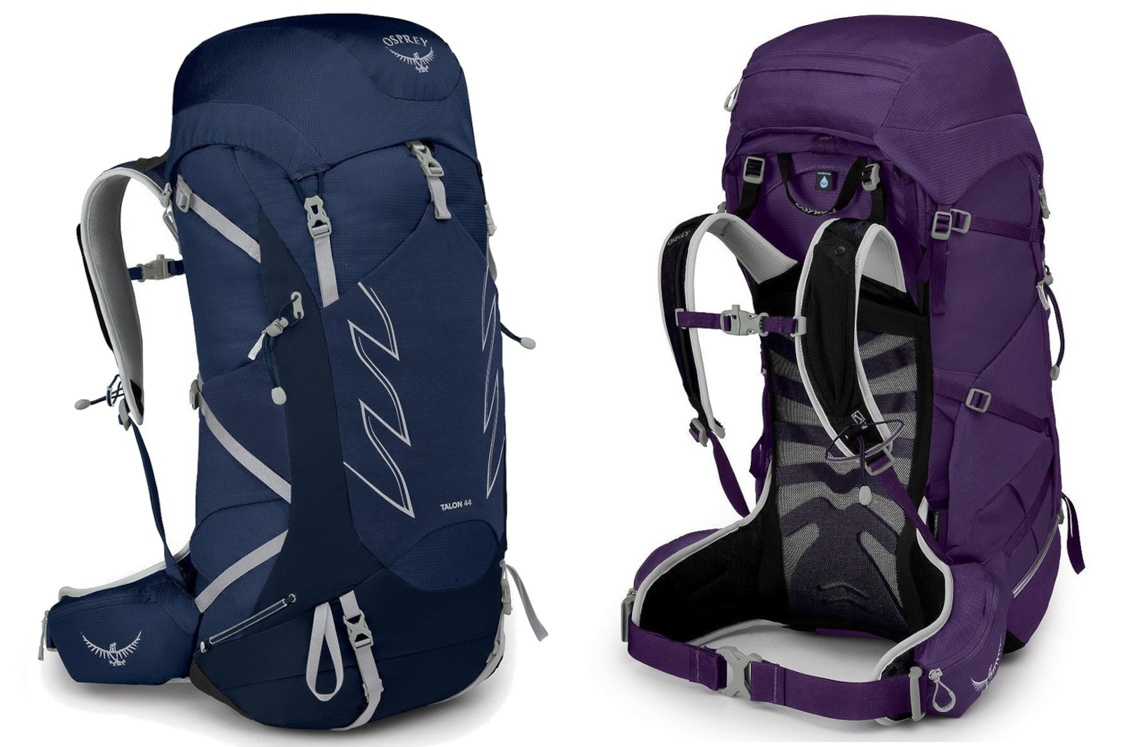 <p>Osprey designed the Talon 44 and Tempest 40 with multiday adventures and travelers in mind. The light packs sport an injection-molded AirScape backpanel with a continuous-wrap harness and hipbelt that move the pack with your body when hiking rough terrain.</p> <p>While streamlined, the pack has plenty of features. There’s a top-loading main compartment, a dedicated sleeping bag compartment, a hydration reservoir sleeve, dual-zippered hip pockets, and attachment points for ice axes and trekking poles. It’s made from heavy-duty nylon and a PFC-free DWR coating that meets Bluesign standards.</p> <a class="buy-now single" href="https://osprey.pxf.io/c/381569/1765694/20745?subId1=gjsposprey4thq224&u=https%3A%2F%2Fwww.osprey.com%2Ftalon-44-talon44s21-263%3Fcolor%3DCeramic%252520Blue">Shop Talon 44</a> <a class="buy-now single" href="https://osprey.pxf.io/c/381569/1765694/20745?subId1=gjsposprey4thq224&u=https%3A%2F%2Fwww.osprey.com%2Ftempest-40-tempest40s21-265%3Fcolor%3DViolac%252520Purple">Shop Tempest 40</a>
