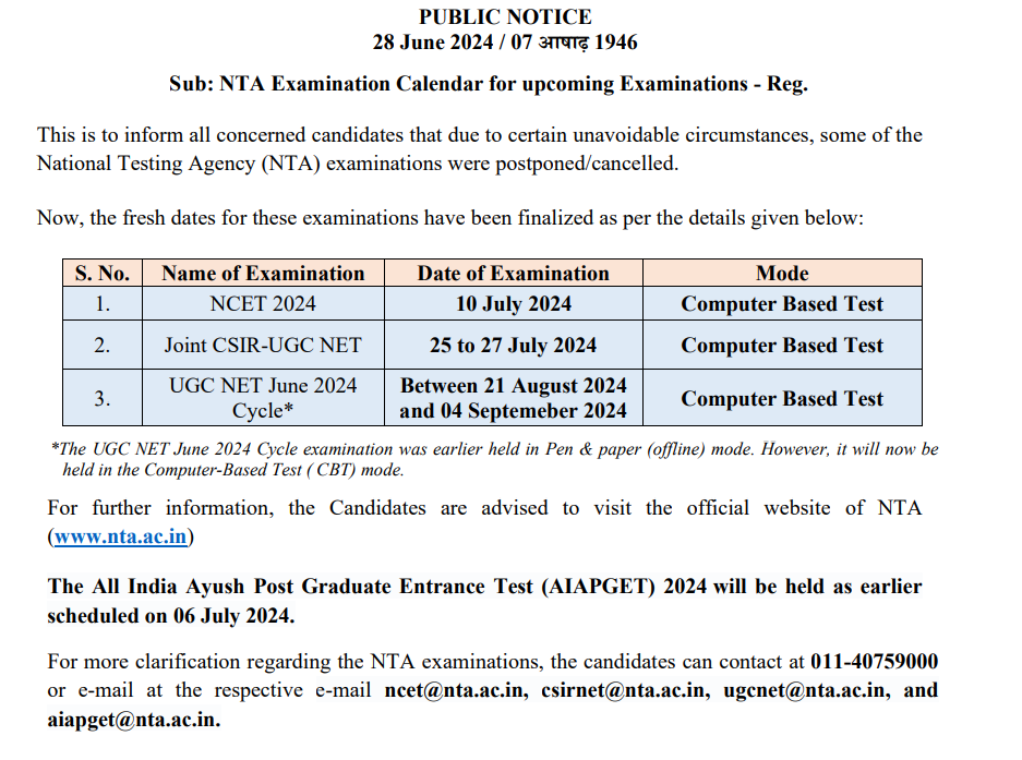 ugc net 2024 dates: nta announces new dates for cancelled june test & csir ugc net, check here