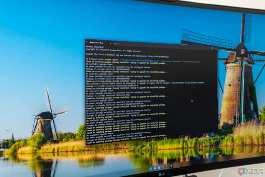 A computer monitor showing Windows Terminal importing a list of app packages