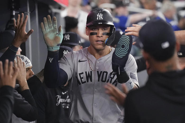 soto, torres hit hrs, judge drives in 2 as the yankees rout blue jays 16-5 to halt 4-game skid